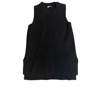 J.Crew Womens Sweater Vest Black Ribbed Knit Sleeveless Layering Top